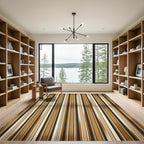 Rustic Earthy Tone Vertical Stripe Rug