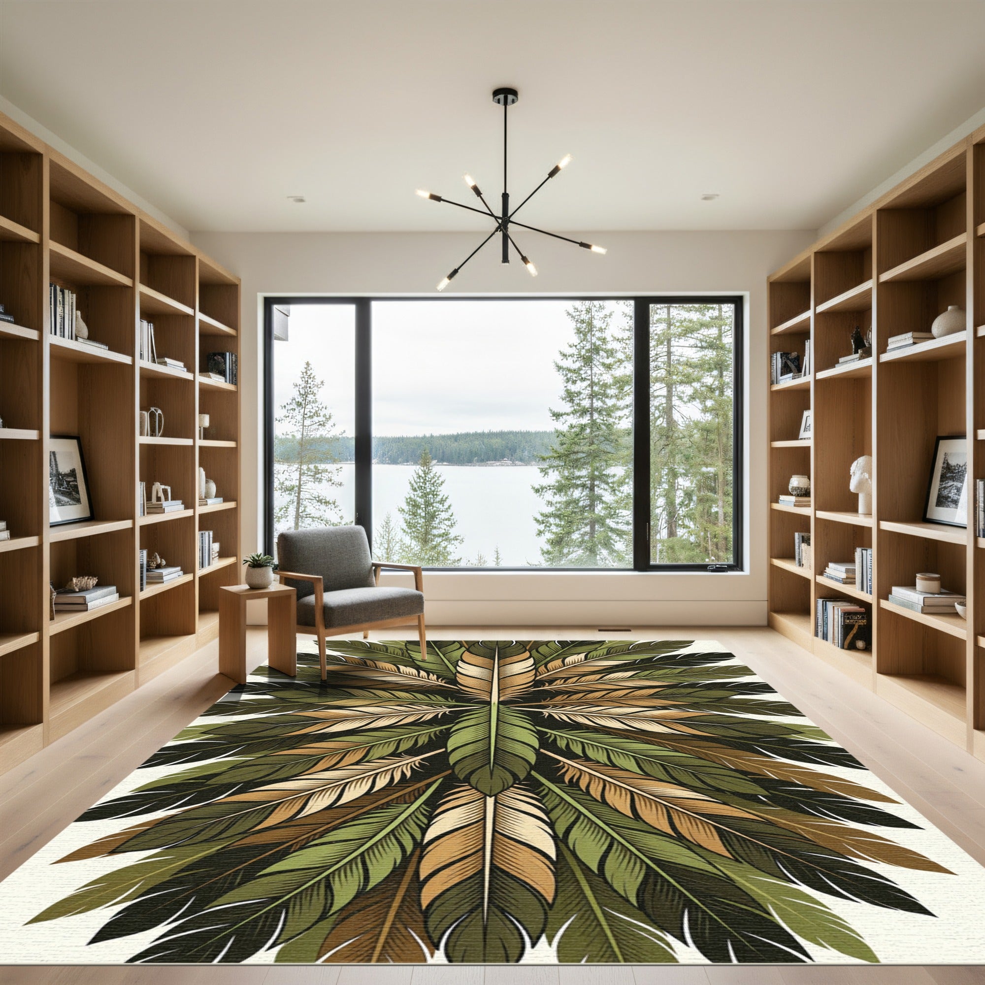 Green Brown Golden Feather Radiance Rug