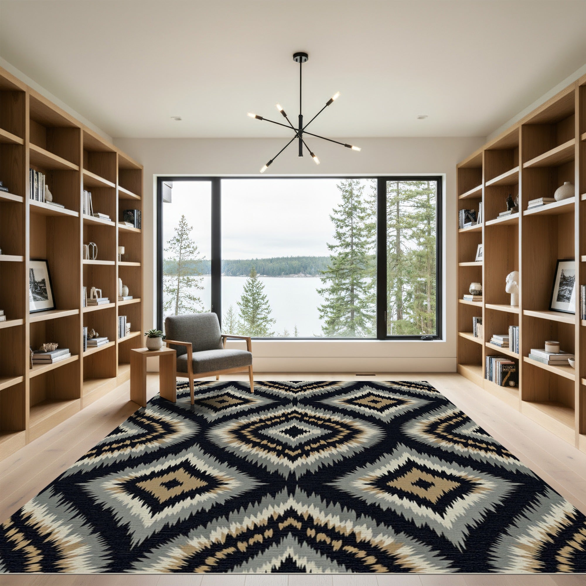 Golden Tan Diamond Zigzag Rug