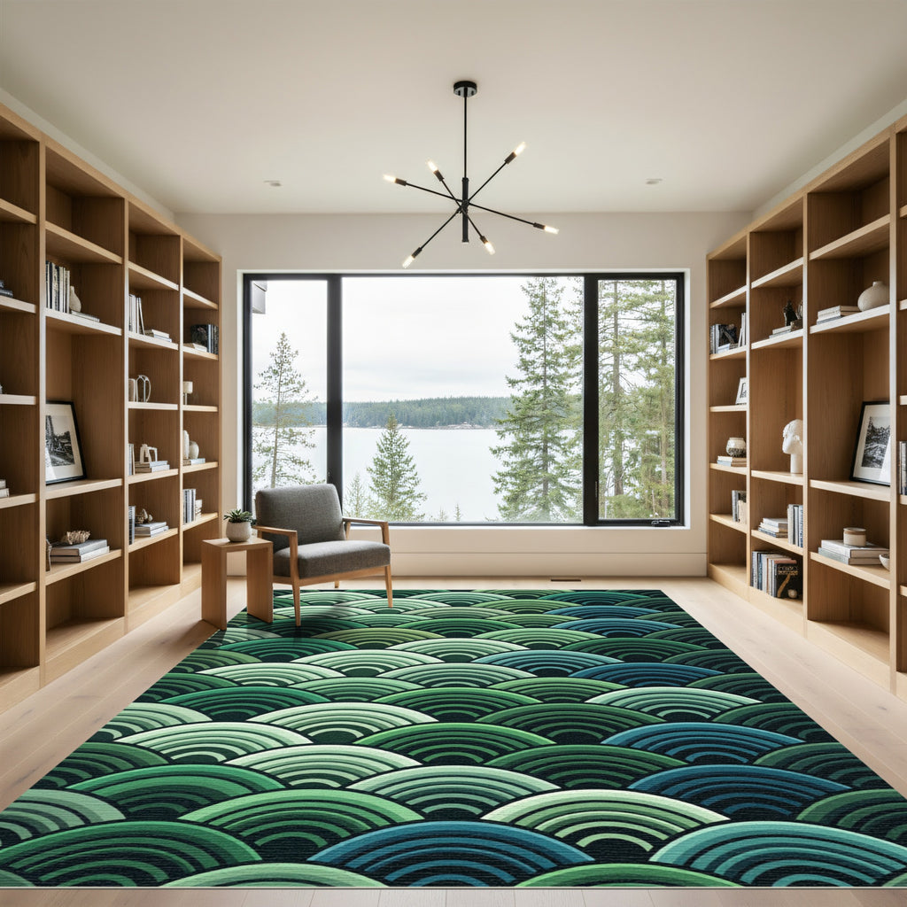 Green Blue Layered Scales Rug