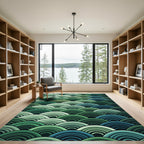 Green Blue Layered Scales Rug