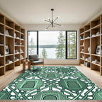 Mint Green Interlocking Geometric Archways Rug