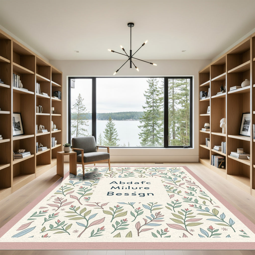 Pastel Botanical Branch Repeating Pattern Rug