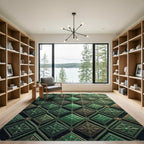 Emerald Green Filigree Diamond Relief Rug