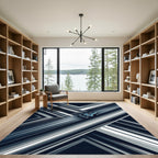 Dynamic Blue Formula Racing Abstract Line Rug