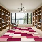 Rich Pinks Layered Rectangles Rug