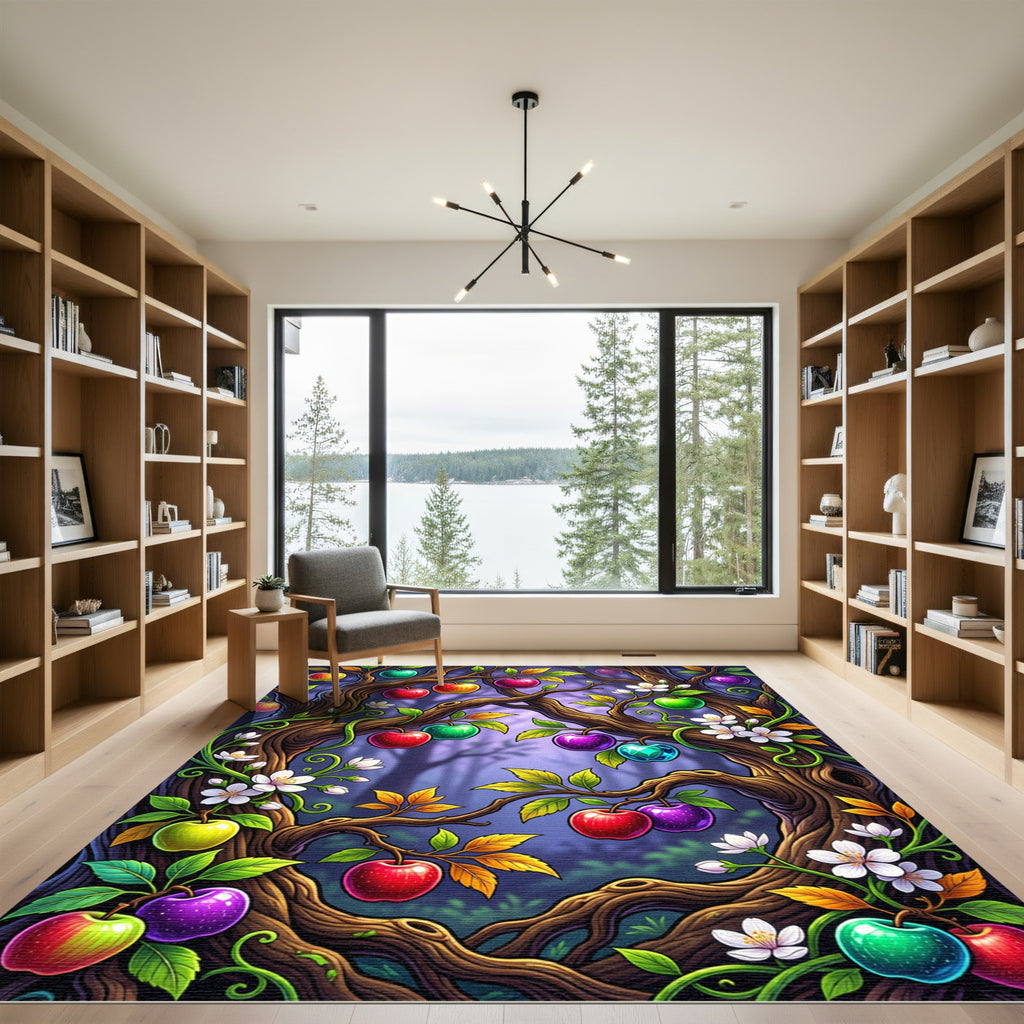 Enchanted Gemstone Apple Orchard Forest Rug