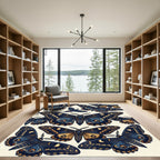 Celestial Navy Gold Butterfly Wings Rug