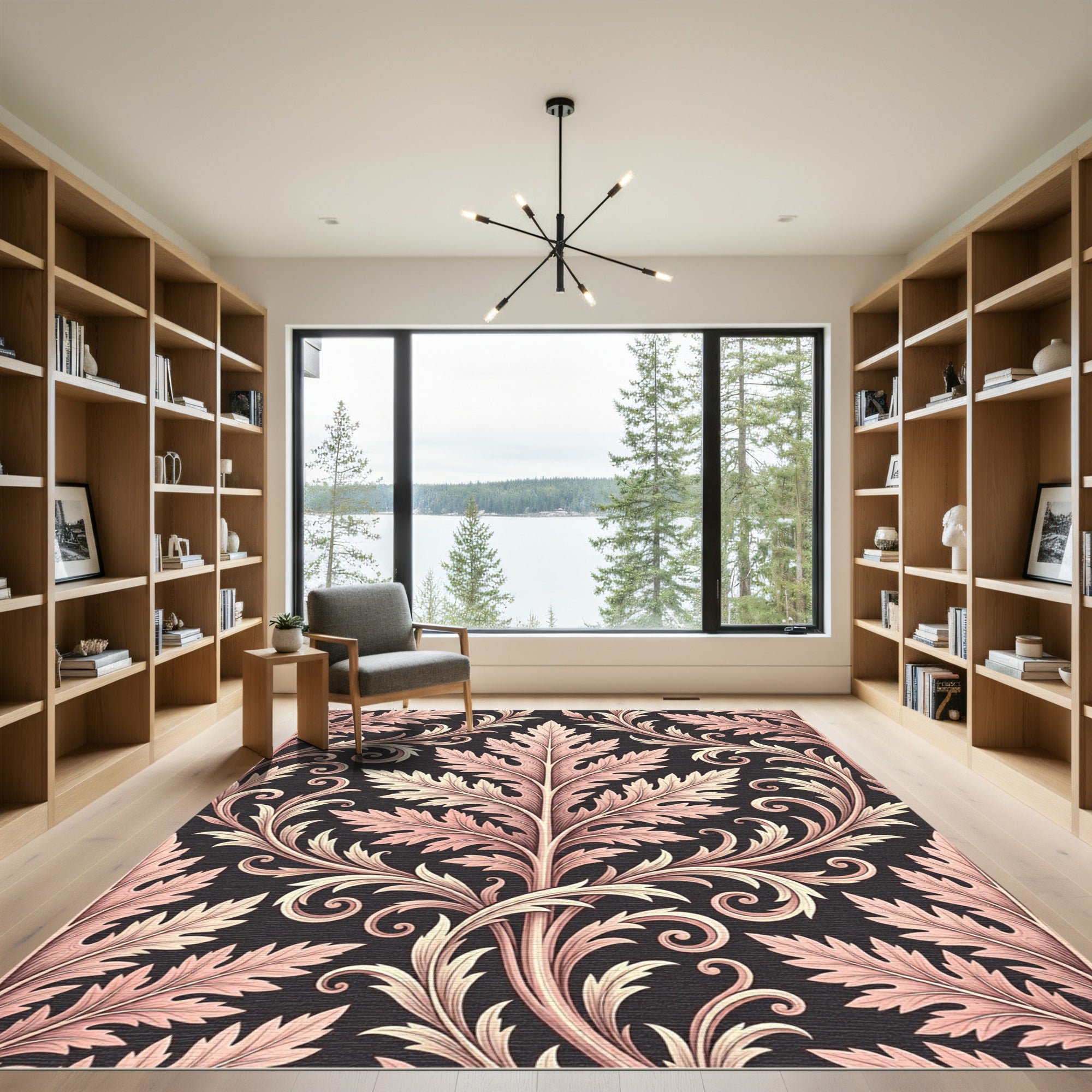 Rose Gold Acanthus Scrollwork Rug