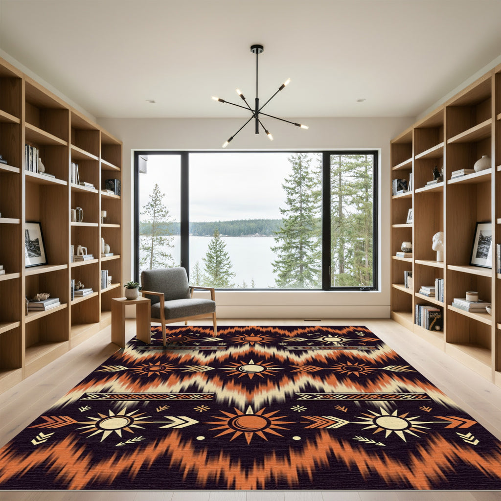 Tribal Sun Arrow Zigzag Rug