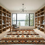 Tribal Eye Earthy Ochre Geometric Striped Rug