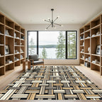 Neutral Earth Tone Woven Grid Rug