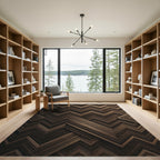 Modern Espresso Chevron Geometric Lines Rug