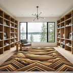 Geometric Earth Tone Mountains Sunset Rug
