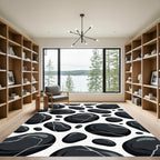 Black Pebble Mosaic Scattered Stones Rug