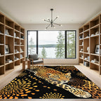Golden Leopard Firework Splatter Rug