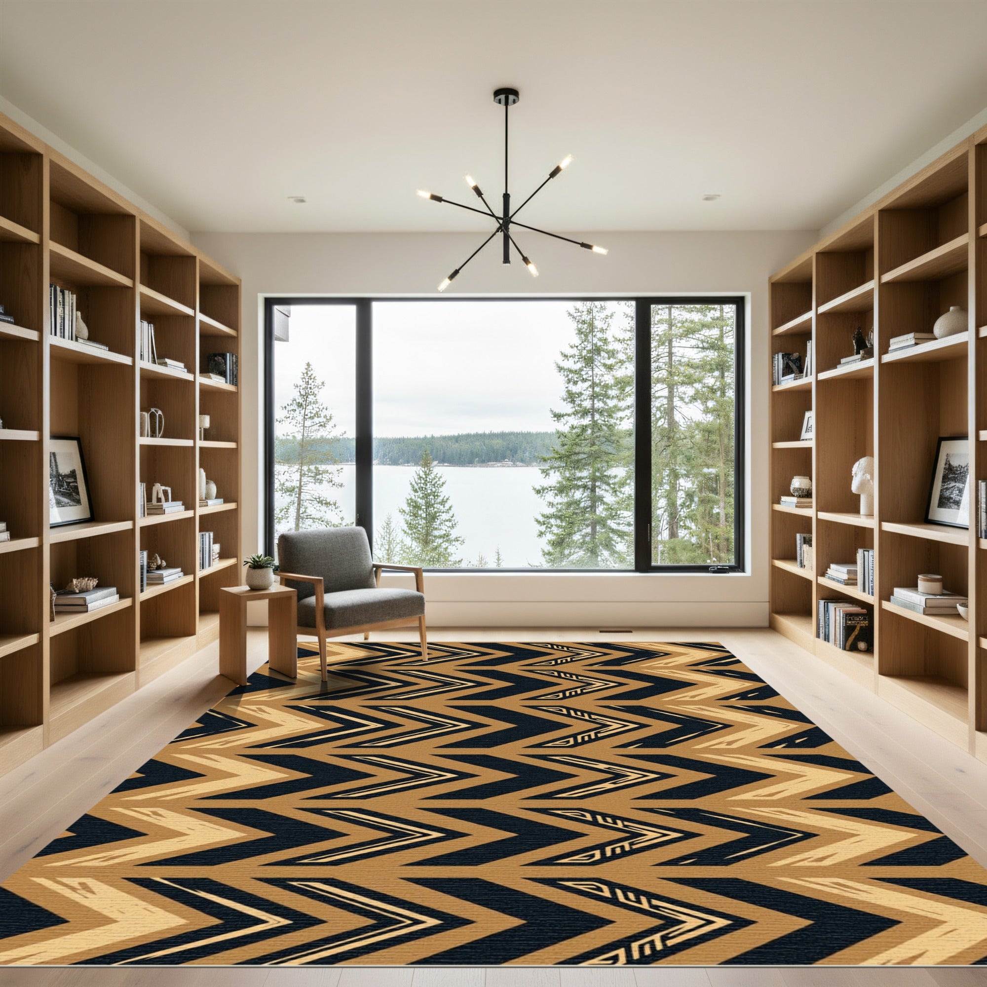 Bold Black Gold Chevron Arrows Rug