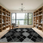 Charcoal Gray Diamond Lattice Pattern Rug