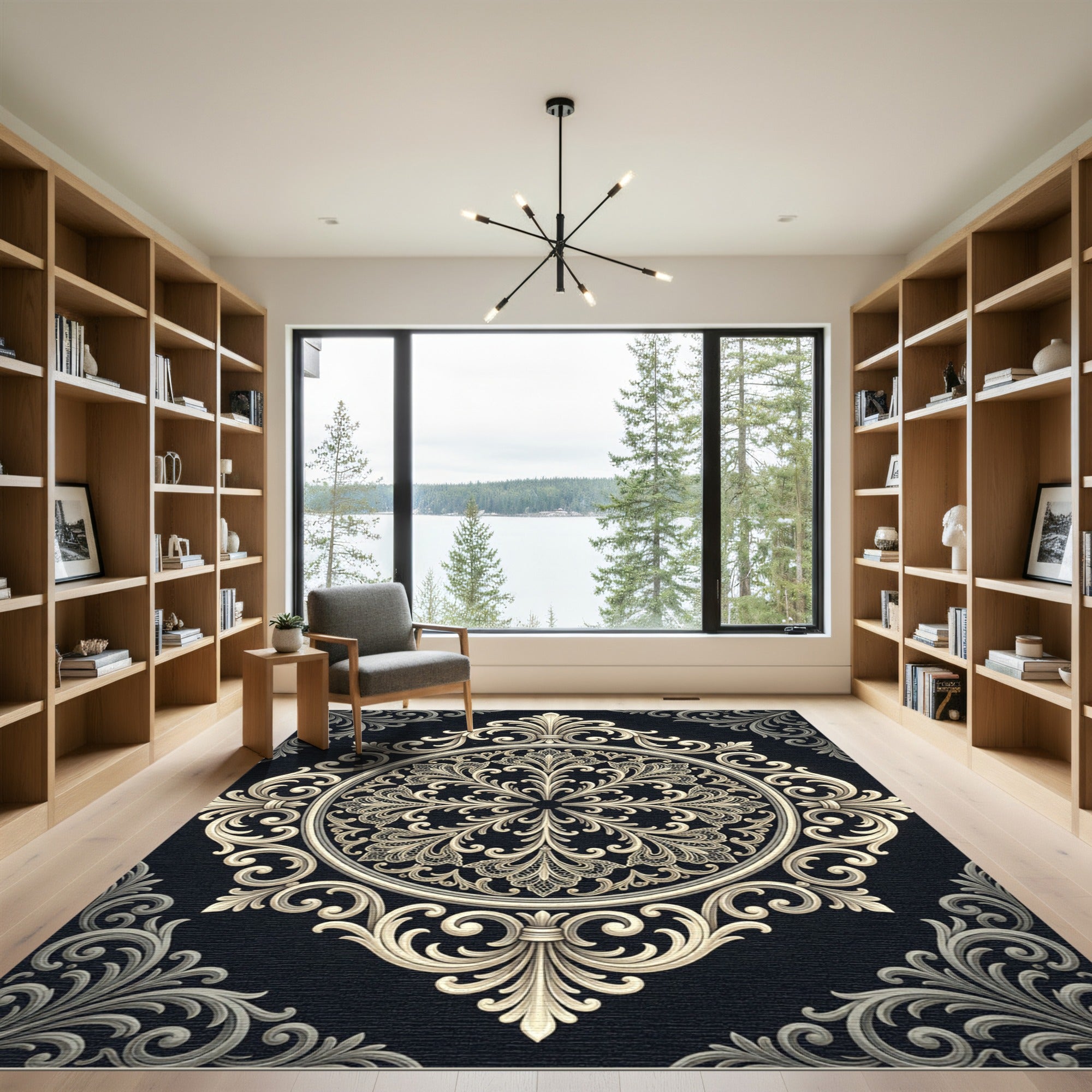 Classic Ivory Ornate Floral Mandala Rug