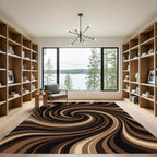 Modern Chocolate Brown Swirl Art Rug