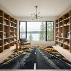 Rustic Cracked Road Golden Field Landscape Rug