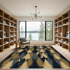Gold and Charcoal Woodland Pine Rug