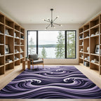 Deep Purple Dynamic Swirls Rug