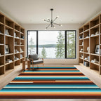 Earthy Coastal Striped Abstract Area Rug
