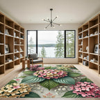 Pastel Pink and Cream Hydrangea Botanical Rug
