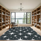 White Twinkling Stars Night Sky Rug