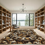 Intricate Golden Brown Serpent Scale Texture Rug