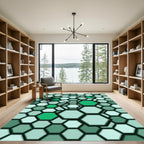 Modern Sage Geometric Hexagon Mosaic Rug