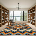 Earthy Geometric Feather Star Medallion Rug