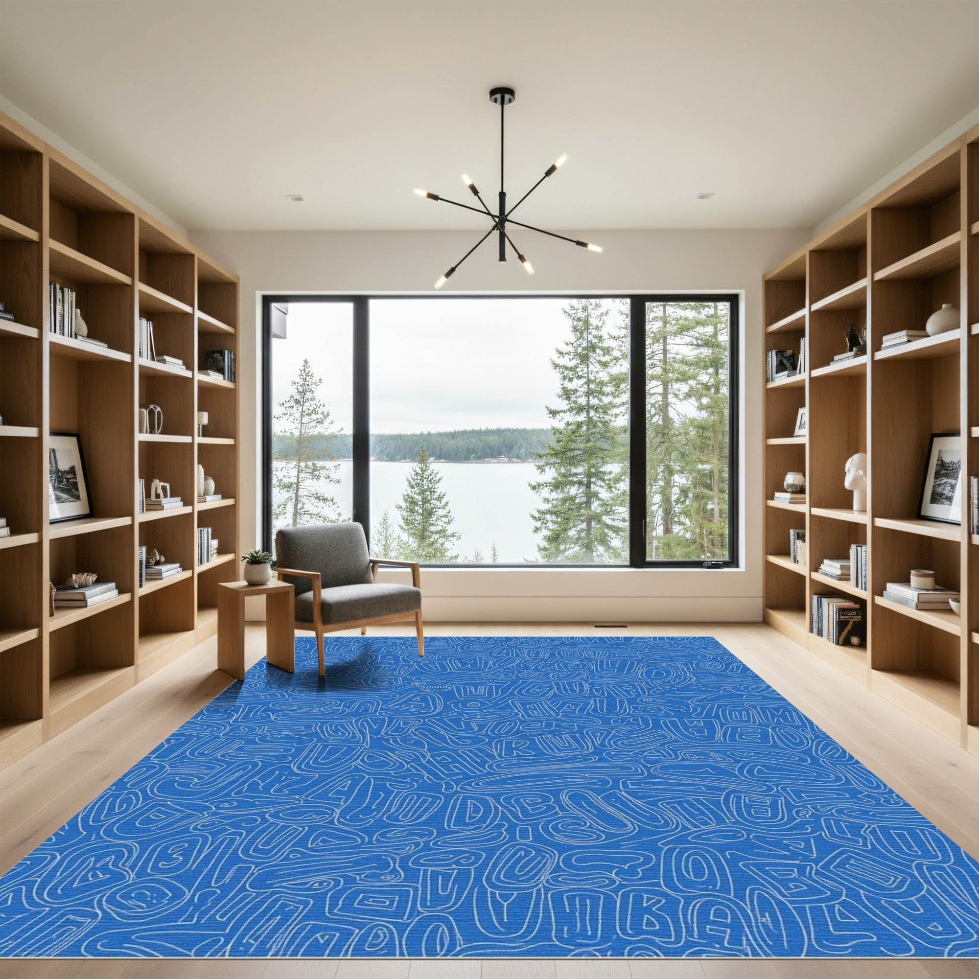 Blue Whimsical Word Cloud Rug