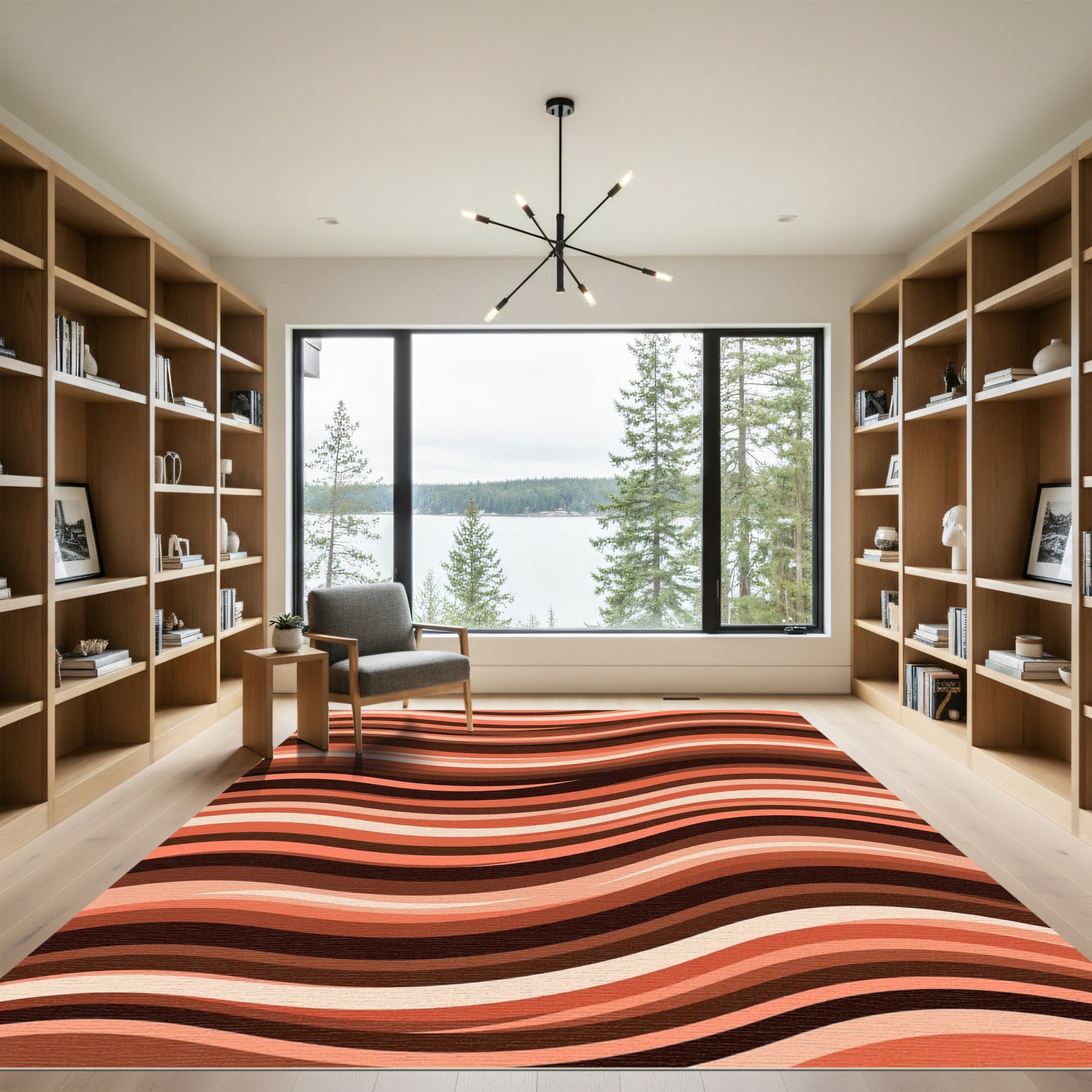 Warm Autumn Tones Wavy Stripes Rug