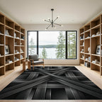 Monochrome Geometric Intersecting Linear Chrome Rug