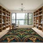 Gilded Gothic Arch Emerald Botanical Rug