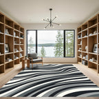 Monochromatic Wavy Stripe Abstraction Rug