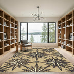Vintage Compass Star Geometric Sand Rug