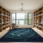 Luminous Teal Galactic Orbit Area Rug