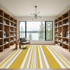 Classic Ochre Yellow Vertical Stripe Rug