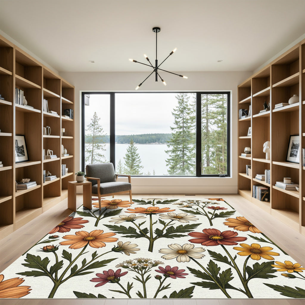 Golden Orange Blossom Garden Arrangement Rug