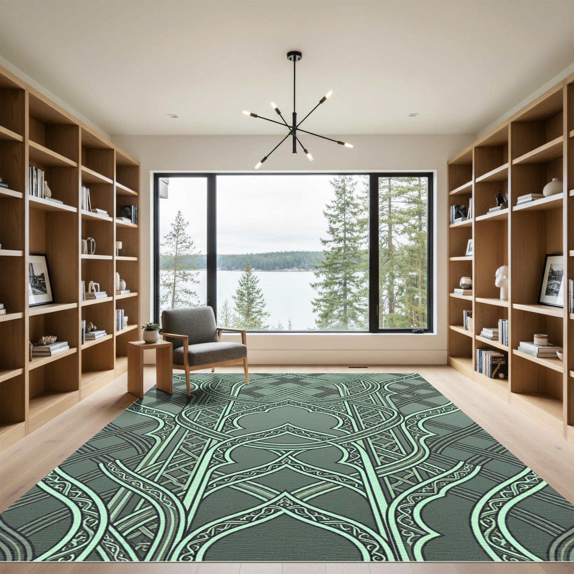 Sage Green Entwined Arch Ornamentation Rug