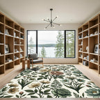 Vintage Botanical Cream Sage Floral Arrangement Rug