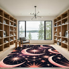 Cosmic Pink Moon Stars Night Sky Rug