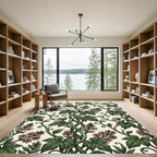 Elegance Green Vine Salmon Floral Scroll Rug