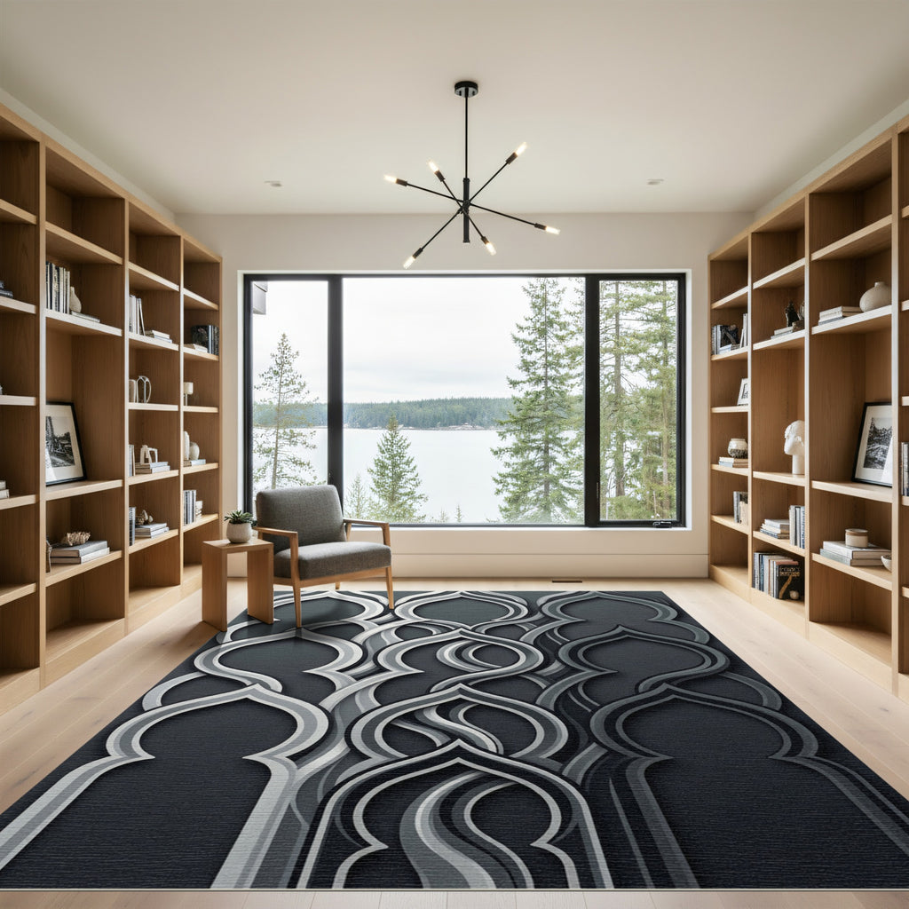 Sophisticated Silver Interlocking Arch Rug