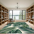 Emerald Green Palm Frond Overlay Rug