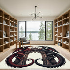 Gothic Dual Dragon Crimson Obsidian Arch Rug