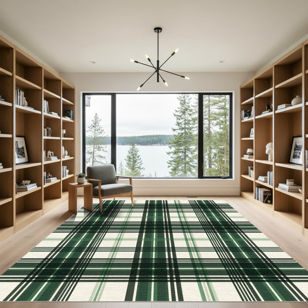 Classic Green Tartan Plaid Rug